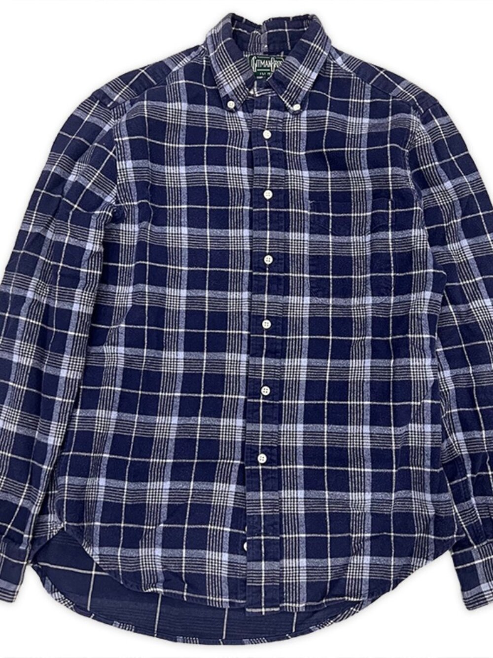 Gitman Bros Vintage Mens Medium Plaid Flannel Button Down Shirt Made in USA M